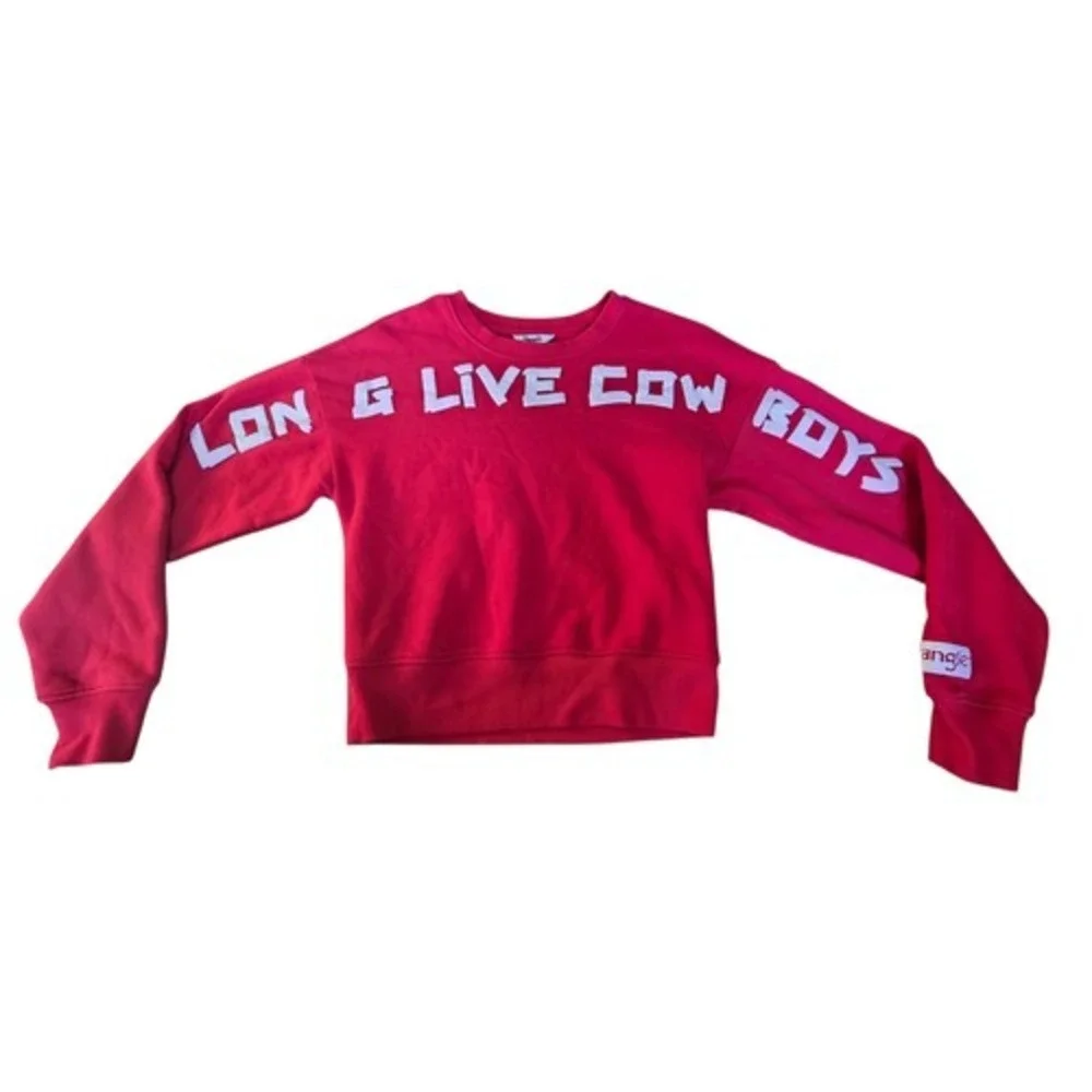 Wrangler Retro Red Long Live Cowboys Pullover Sweatshirt Cowgirl Western Small